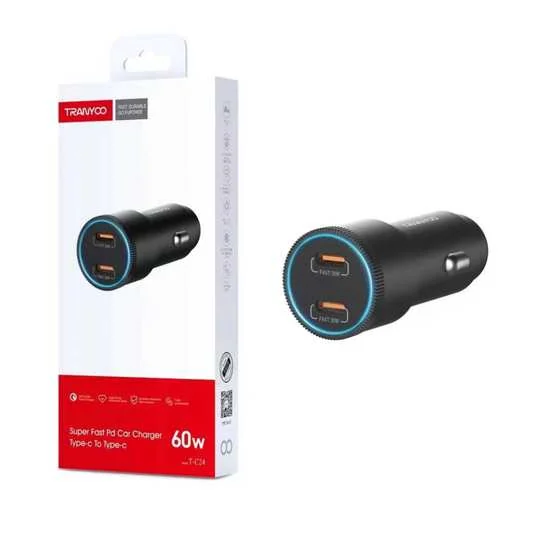 Cargador para Carro Doble USB-C 60W TRANYOO